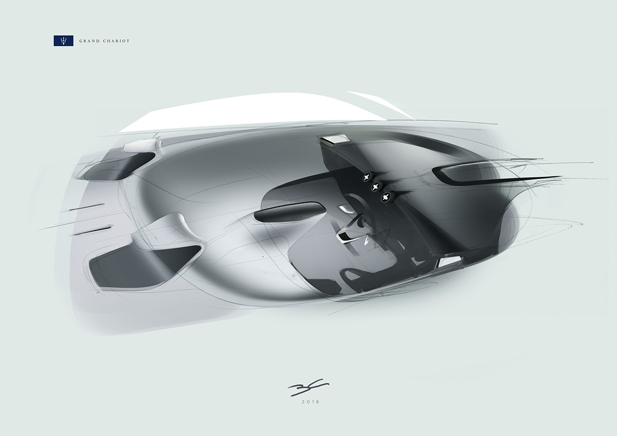 design vision sketch rendering luxury automotive   Interior concept maserati