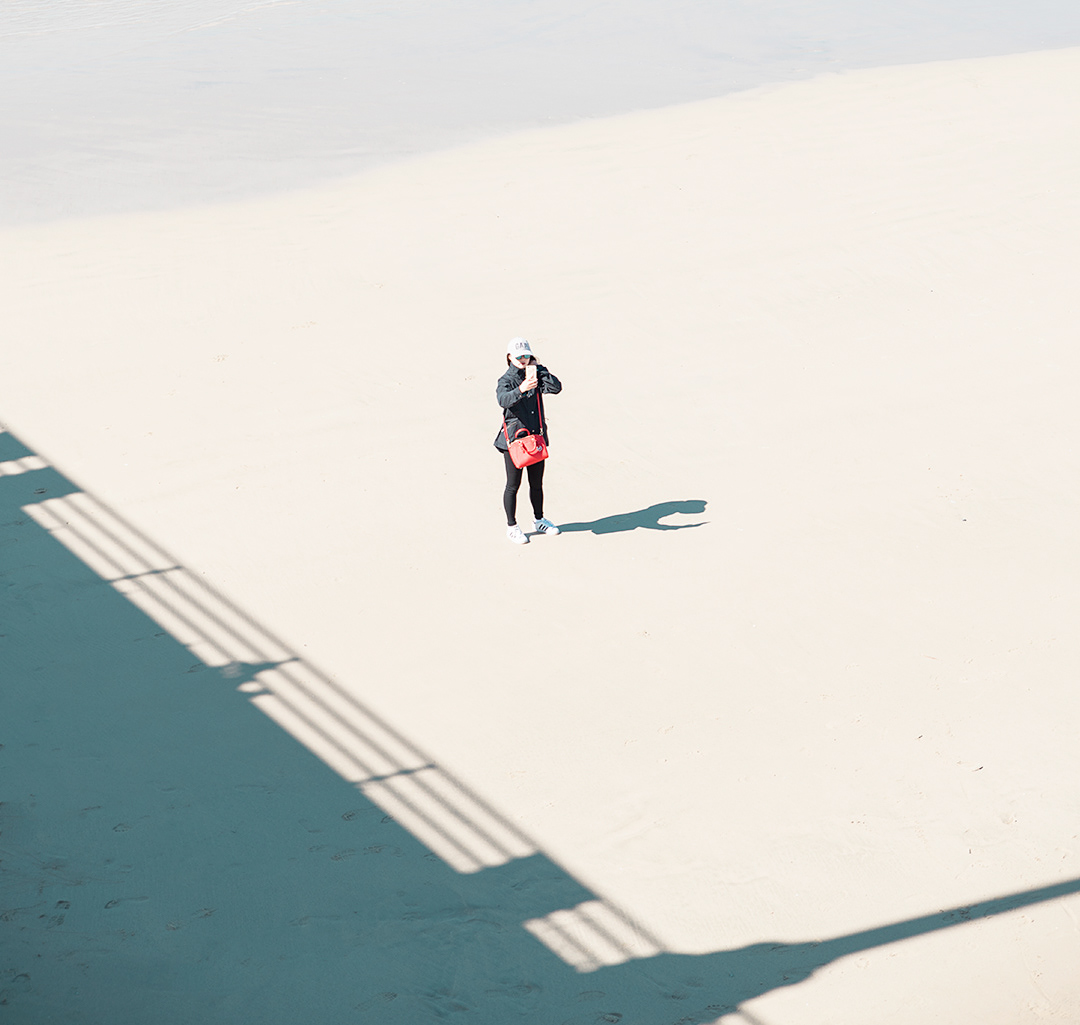 bikini woman Umbrella beach Ocean minimal Los Angeles California south bay sunbathing