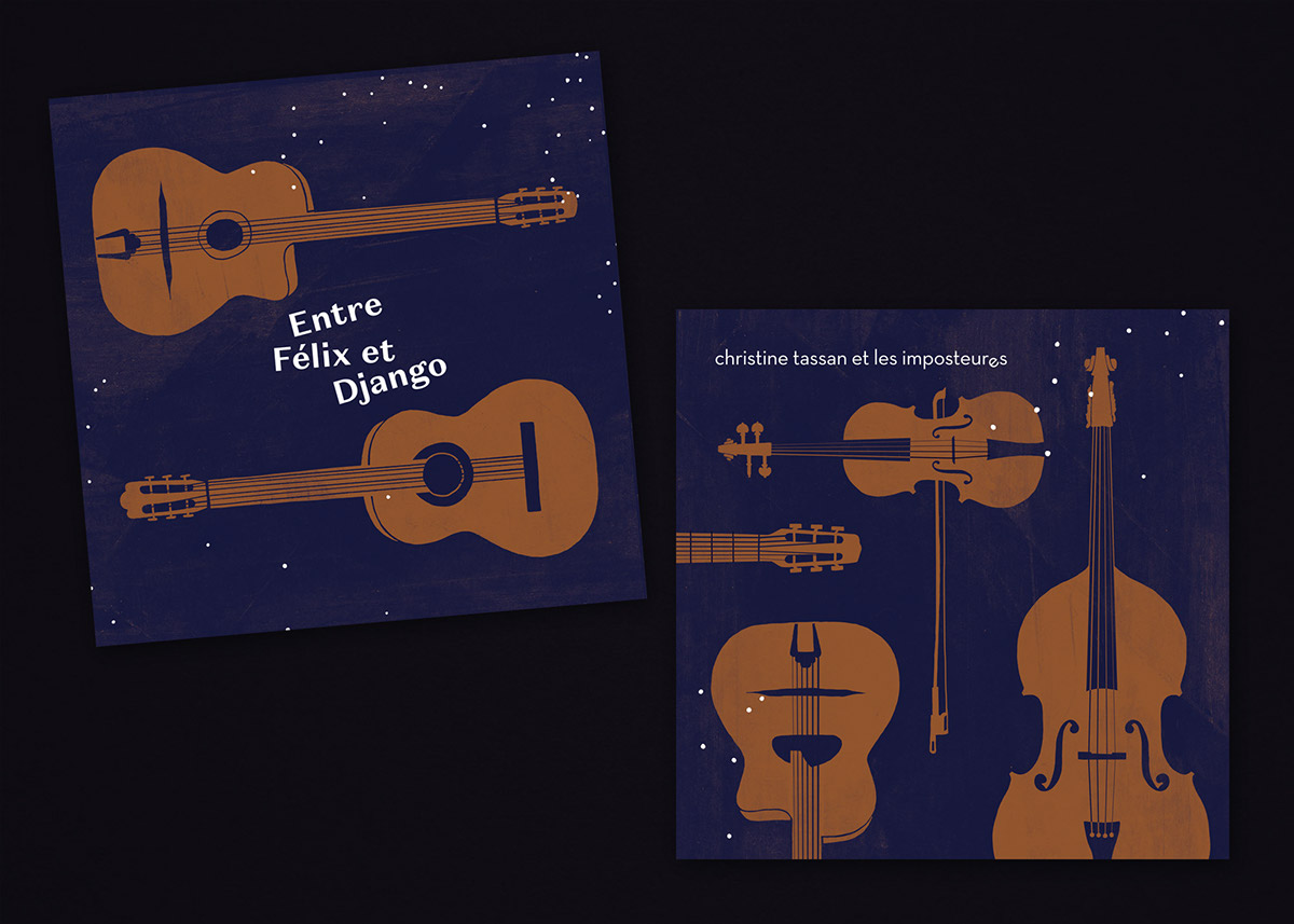 Adobe Portfolio graphic design  Album cd music Manouche Felix Leclerc django reinhardt Quebec ILLUSTRATION 