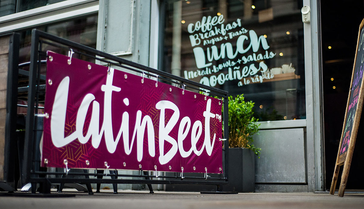 Latin restaurant kitchen New York Interior Signage branding  healthy nutrition beet