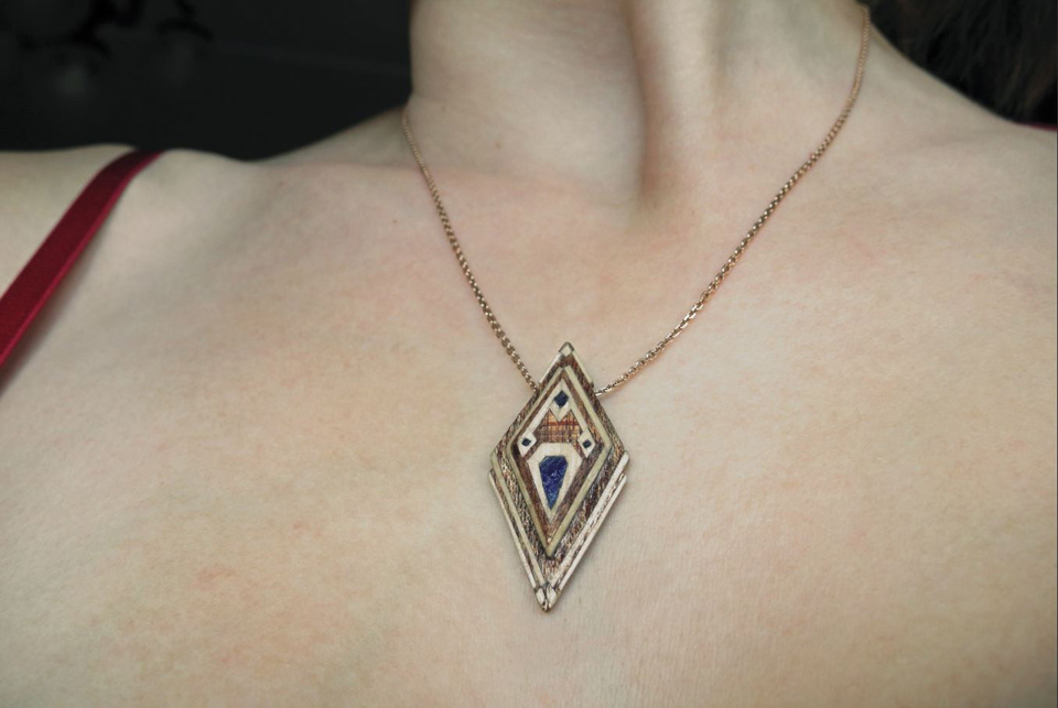 wood crystal jewelry design Necklace