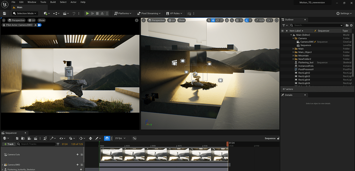 motion design 3D neture mountains parfum Unreal Engine nordic