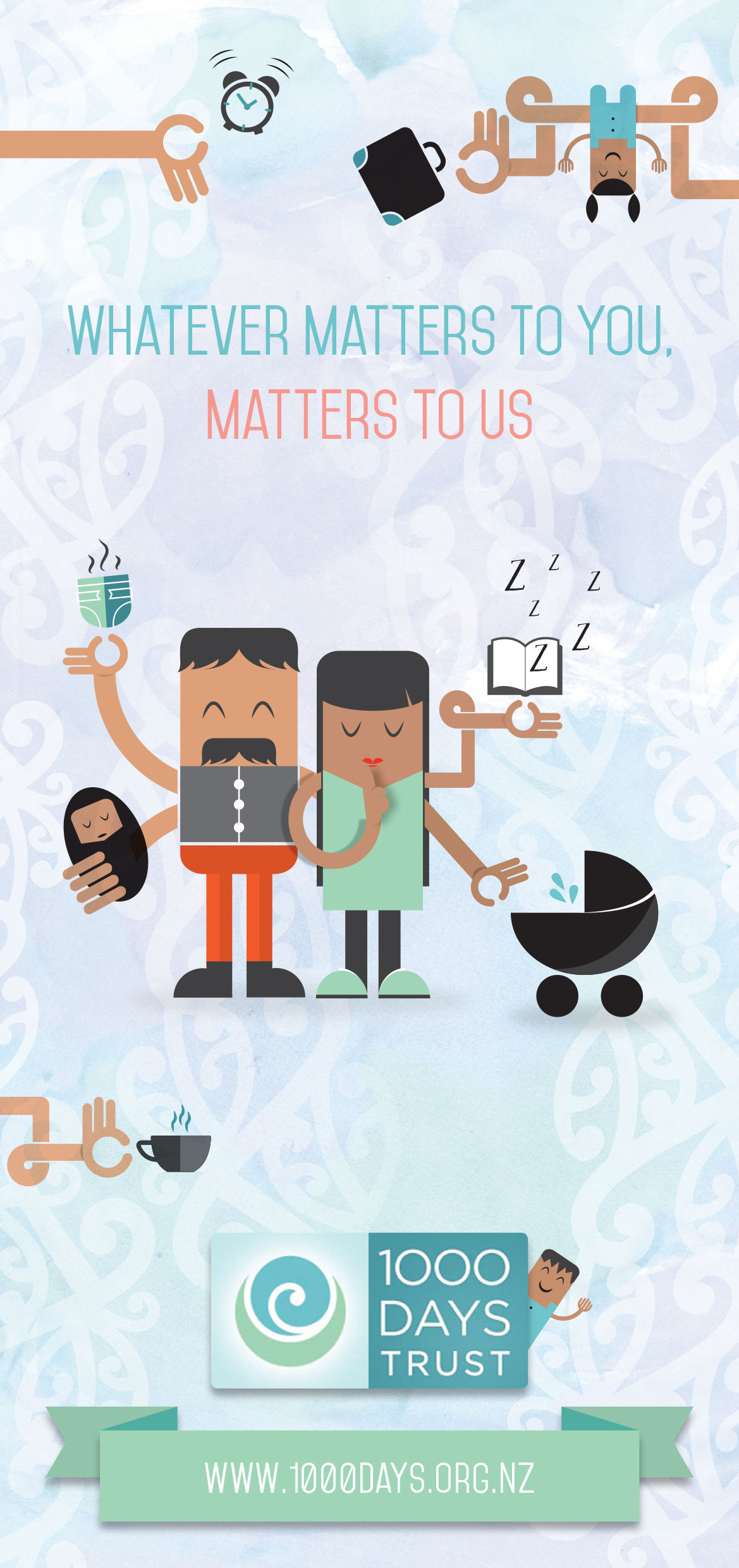 art design New Zealand family children Character flat vector texture print flyer poster maori support healthcare