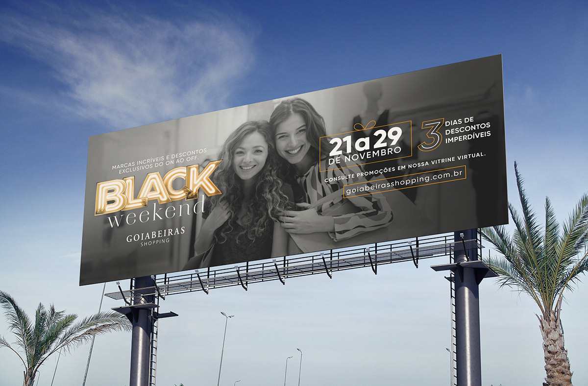 anúncio Black Friday Black Weekend campanha moda neon Shopping