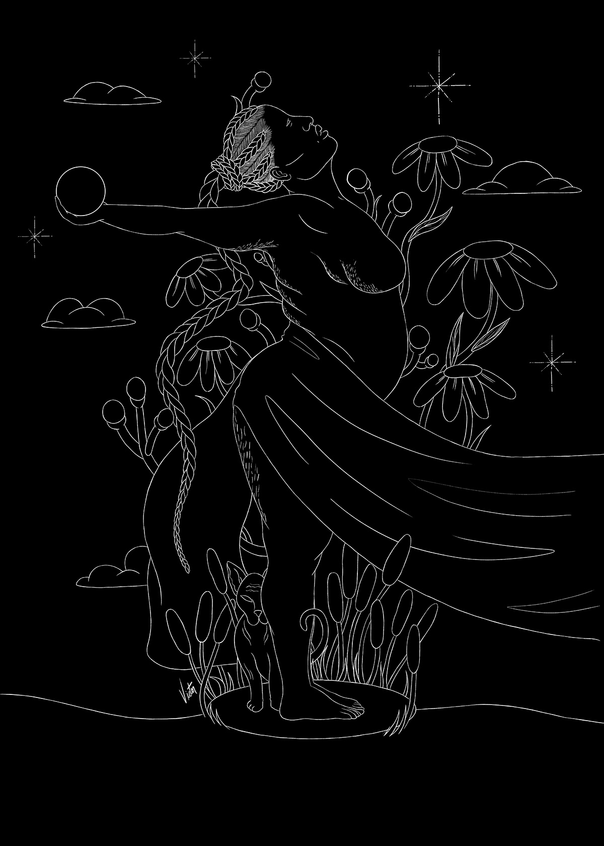 art Digital Art  Drawing  editorial fantasy feminism goddesses illustrations Mysticism