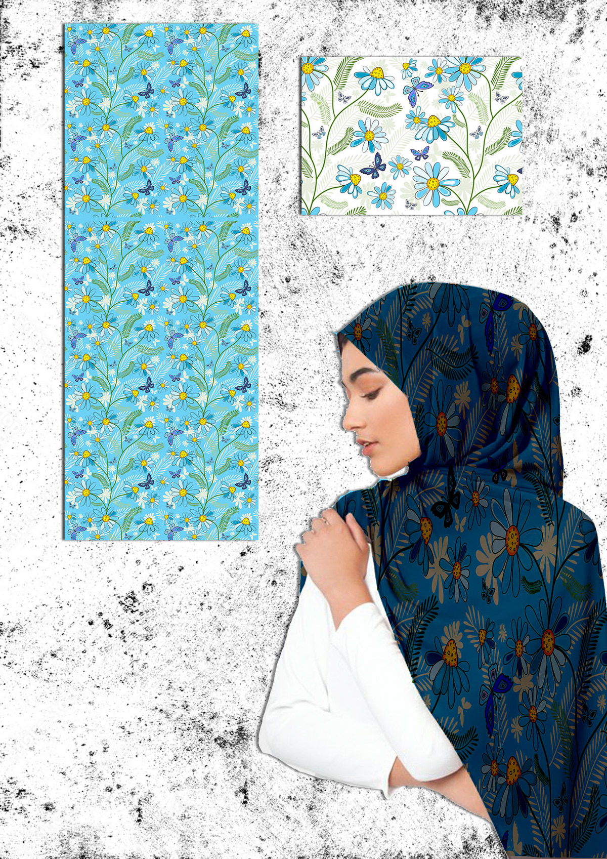scarves scarf design floral watercolor painting   Drawing  Digital Scarf Silk Pink and brown flowers vintage flower hijab
