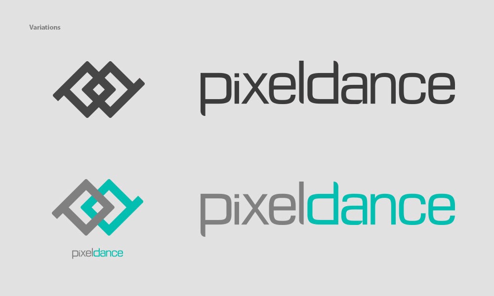 pixel dance logo Web coding green gray Sharp design clean cute