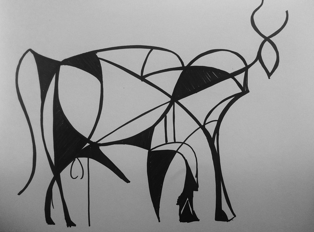 pencil drawings Marker drawings picasso bull sketch ideas