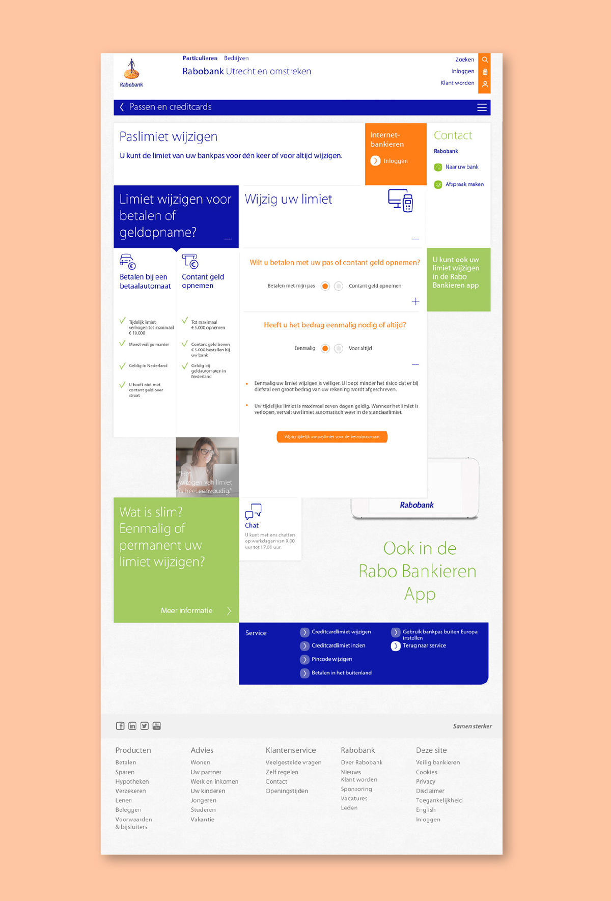 ux wireframe Protoype research user navigation Rabobank