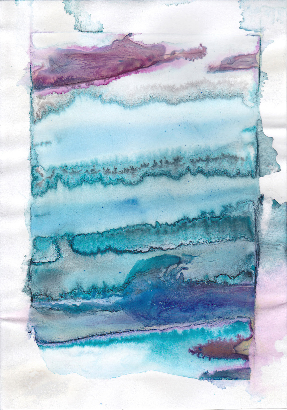 Unique piece Repetition watercolor water paper Merge color subtle Forms