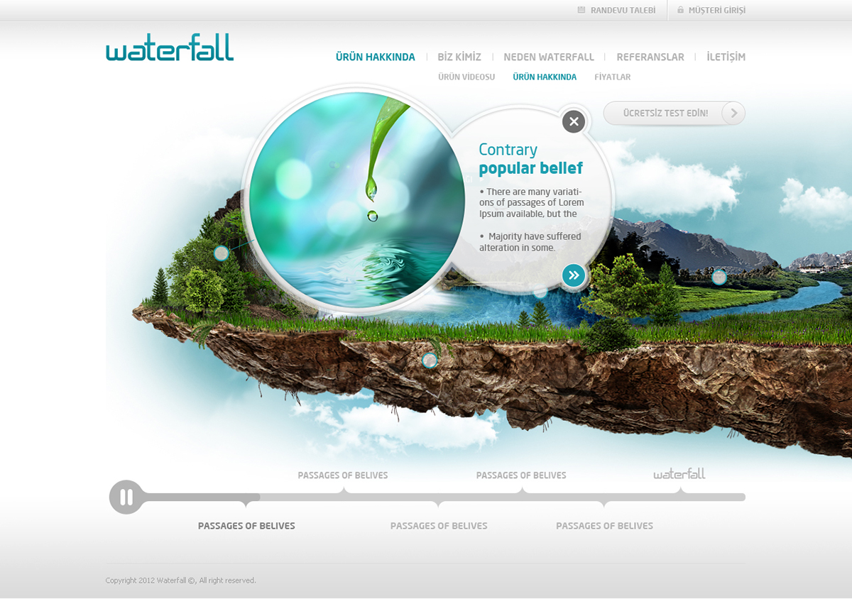 Website Web ui design user interface timeline waterfall water Flash html5 css3