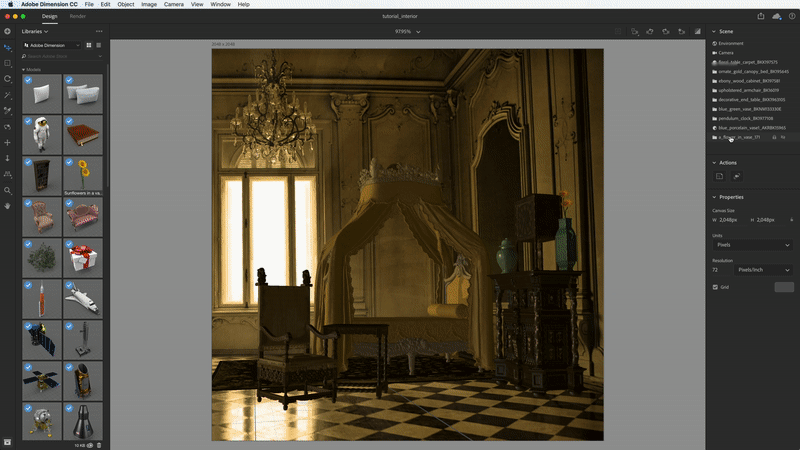 tutorial Adobe Dimension 3d render Rijksmuseum 3D model baroque art history museum adobe stock