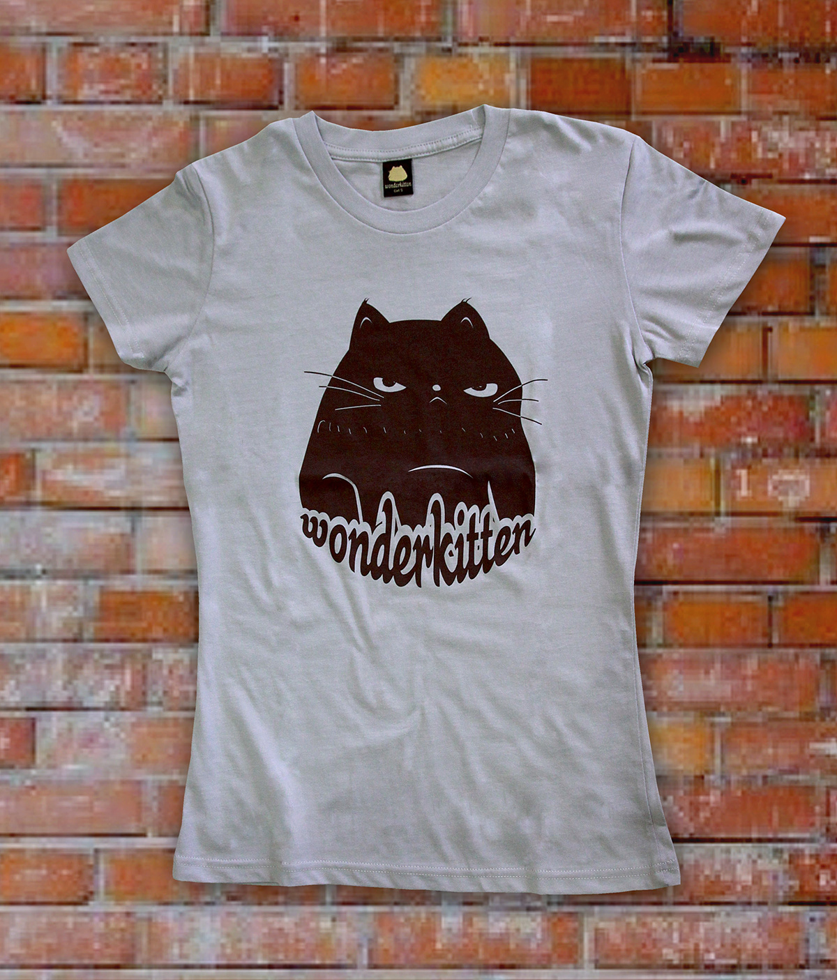 tee t-shirt tshirt logo wonderkitten grey brown Icon Cat fat cat fat model Classic limited edtion