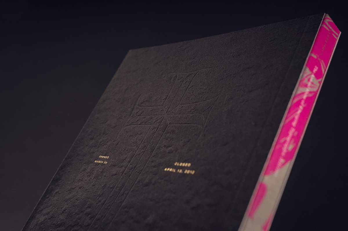 Adobe Portfolio book Catalogue pink gold black Printing emboss foil stamp Custom Lettering custom font die cut