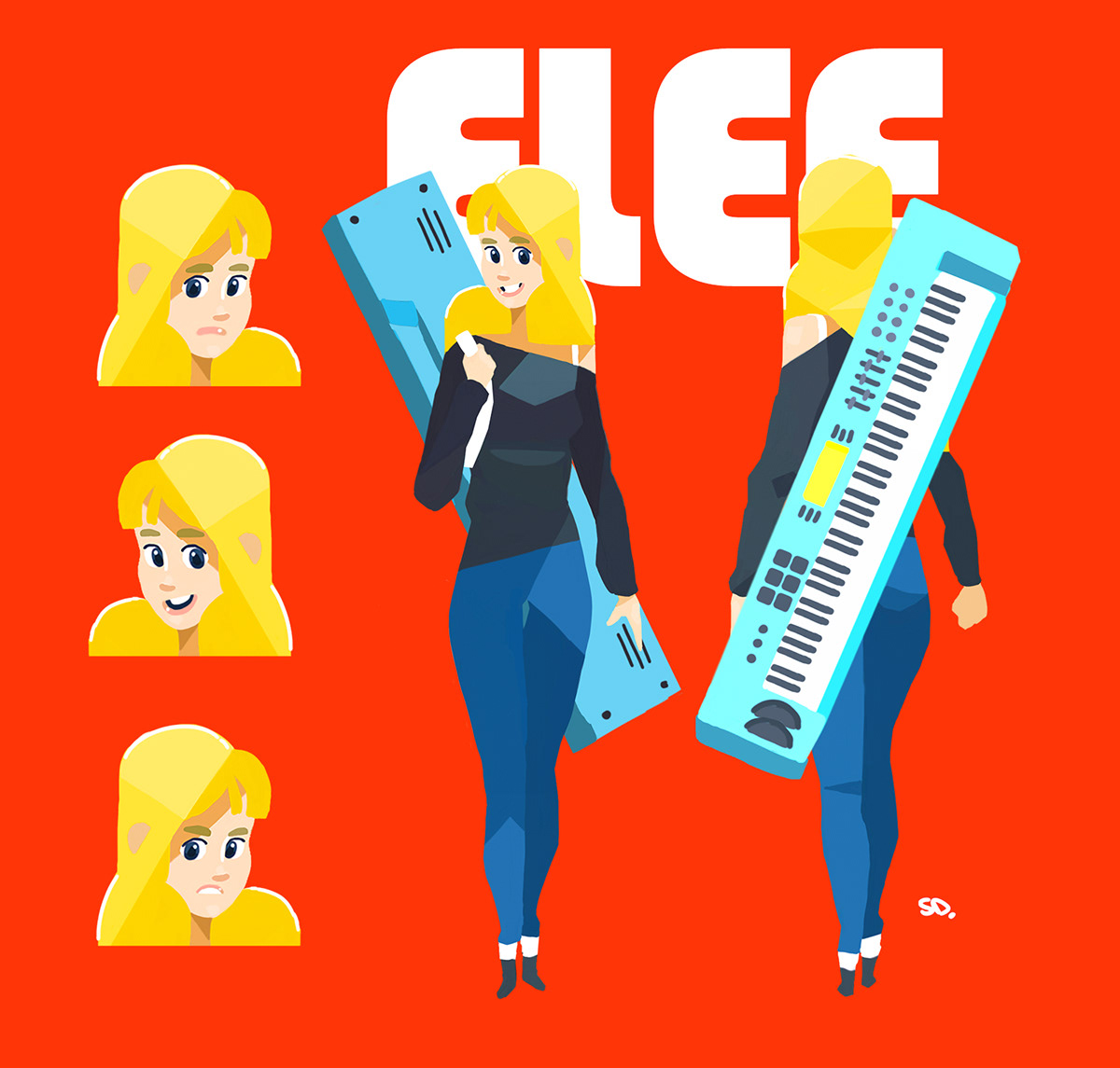 animated bold cartoon character art keyboard music simple Stephen Despins Synth Pop vancouver