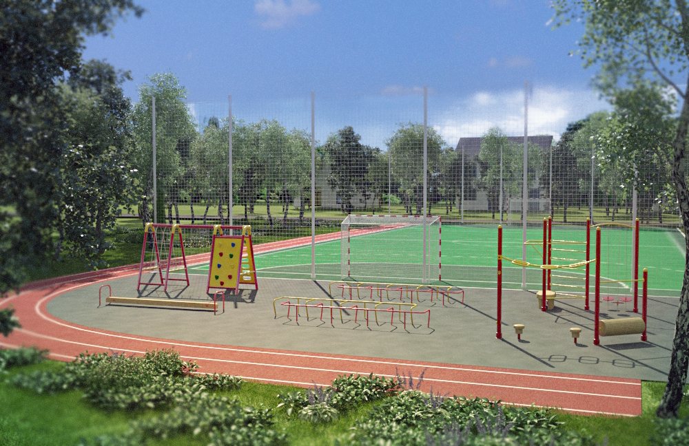 3D sport football Playground run kids bal 3D Visualization enviroment Landscape