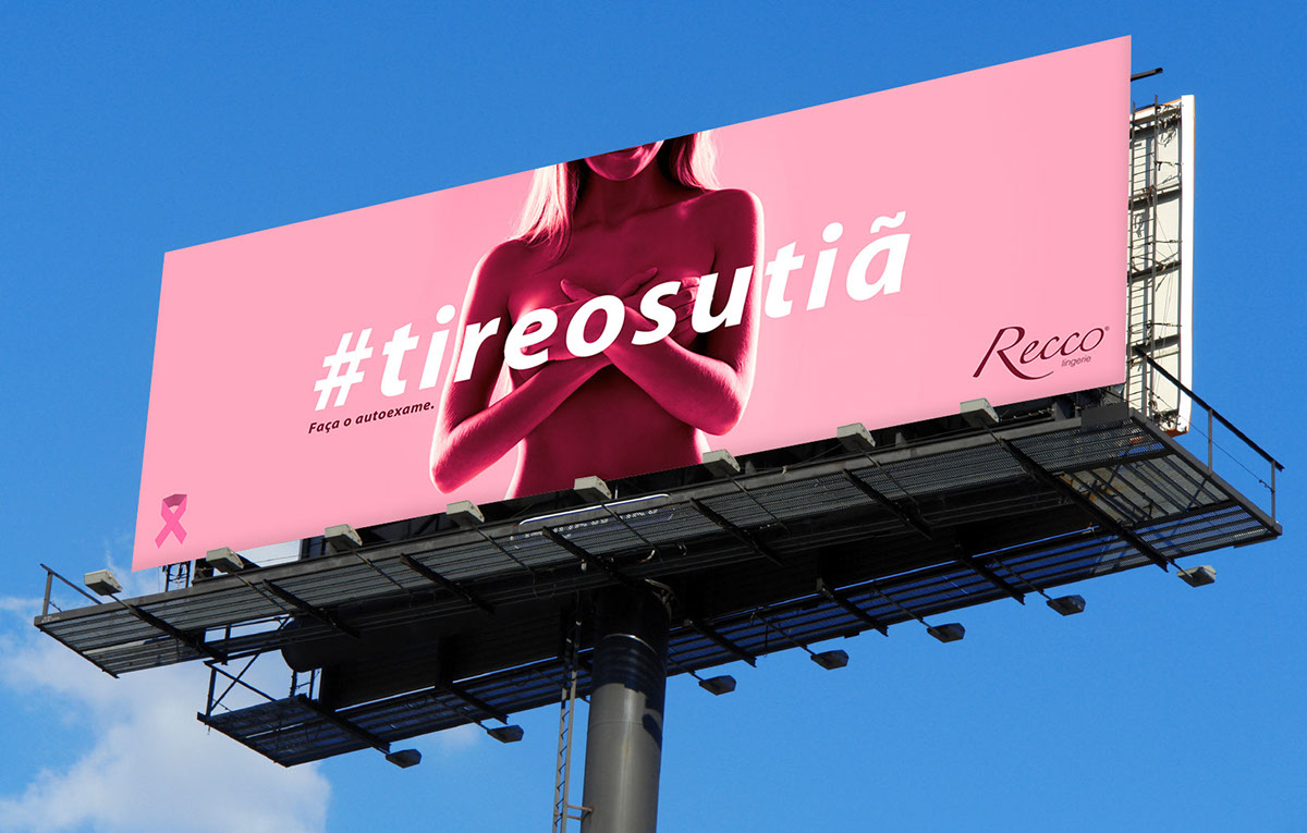 outubro rosa Recco Recco Lingerie tire o sutiã autoexame cancer de mama campanha