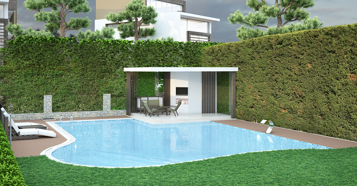 Pool design exterior architecture 3dsmax