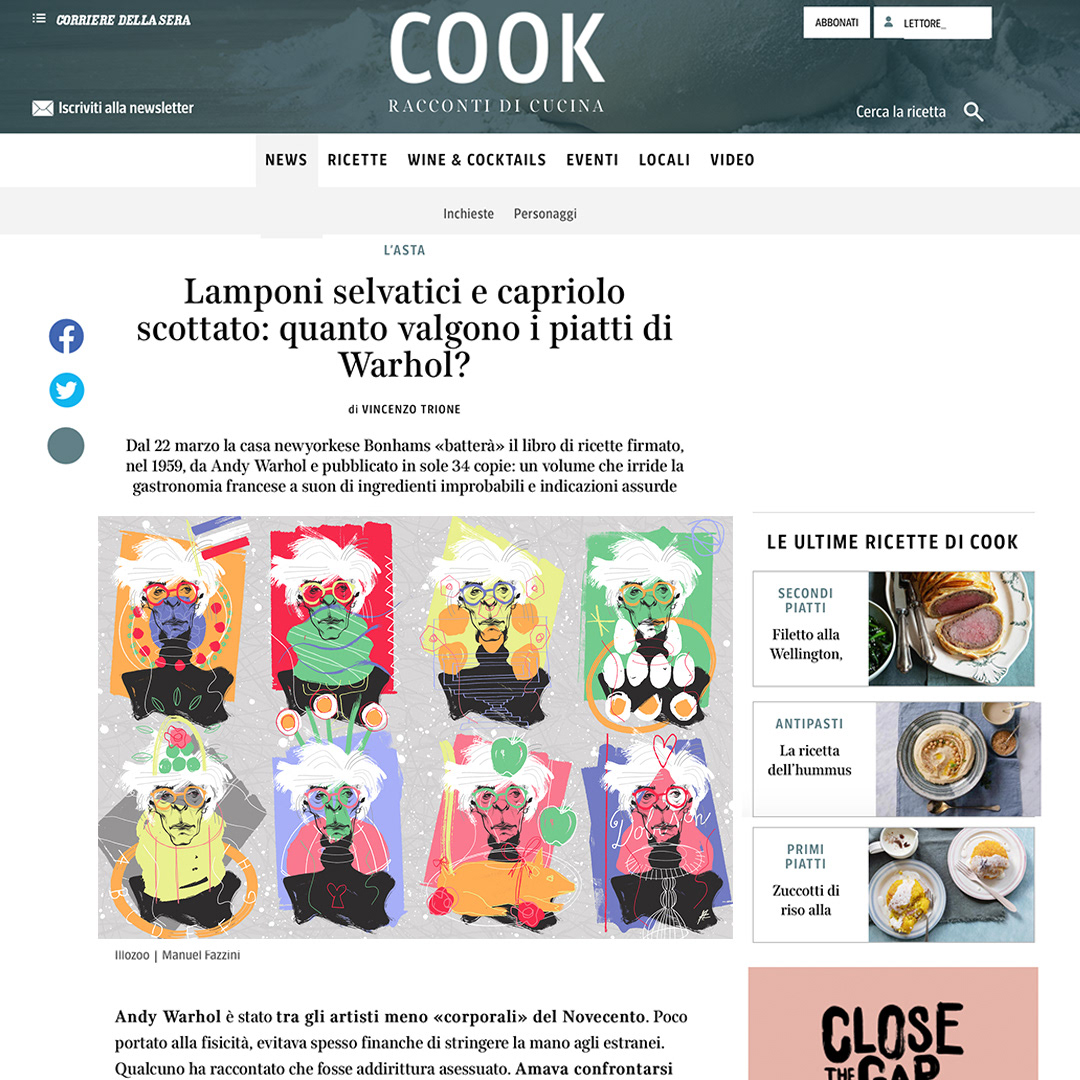 ANDYWARHOL cook cookcorriere corrieredellasera editoriale Illozoo illustrazione newsletter