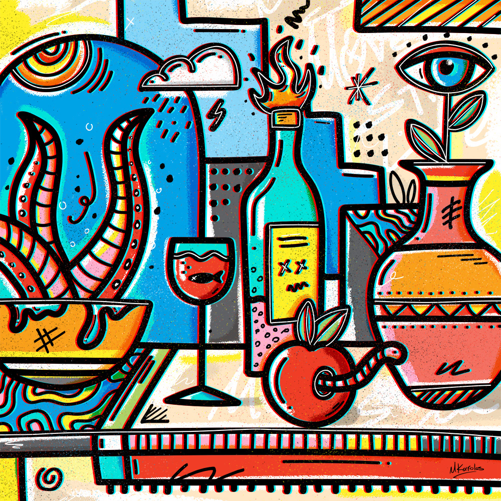 bold colorful contemporary art doodle gif Graffiti loop mike karolos Pop Art nft