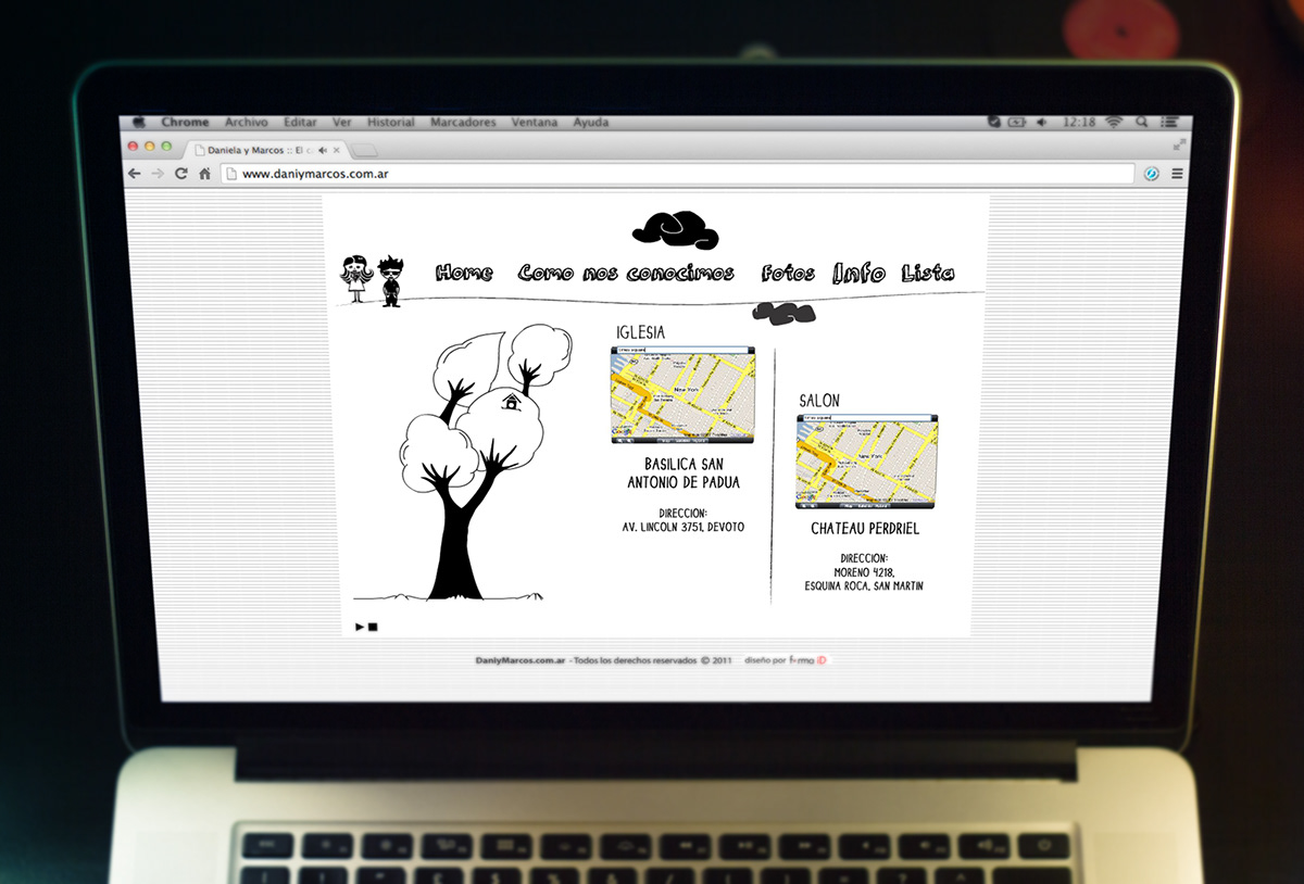 Dani y marcos Website Diseño web ilustracion Boda