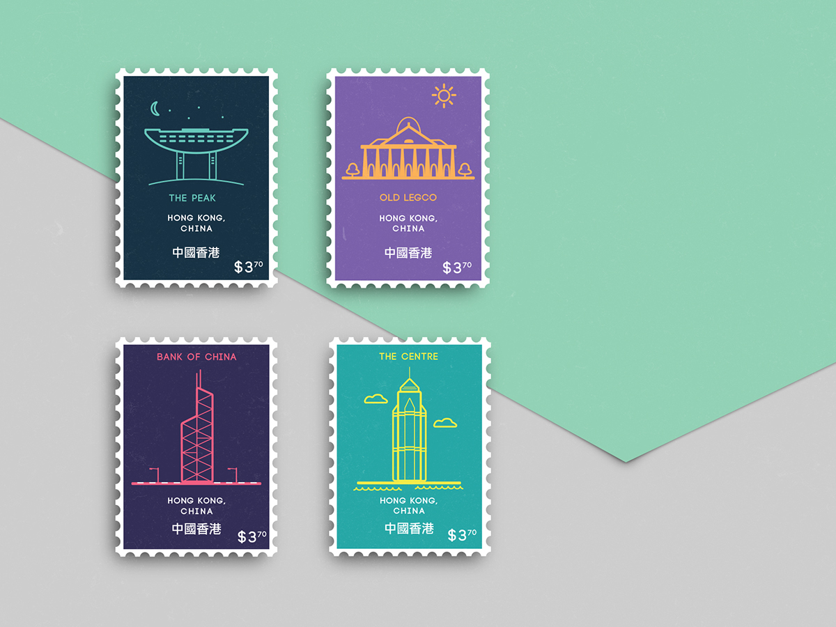 stamps Stamp Design Hong Kong hong kong buildings
