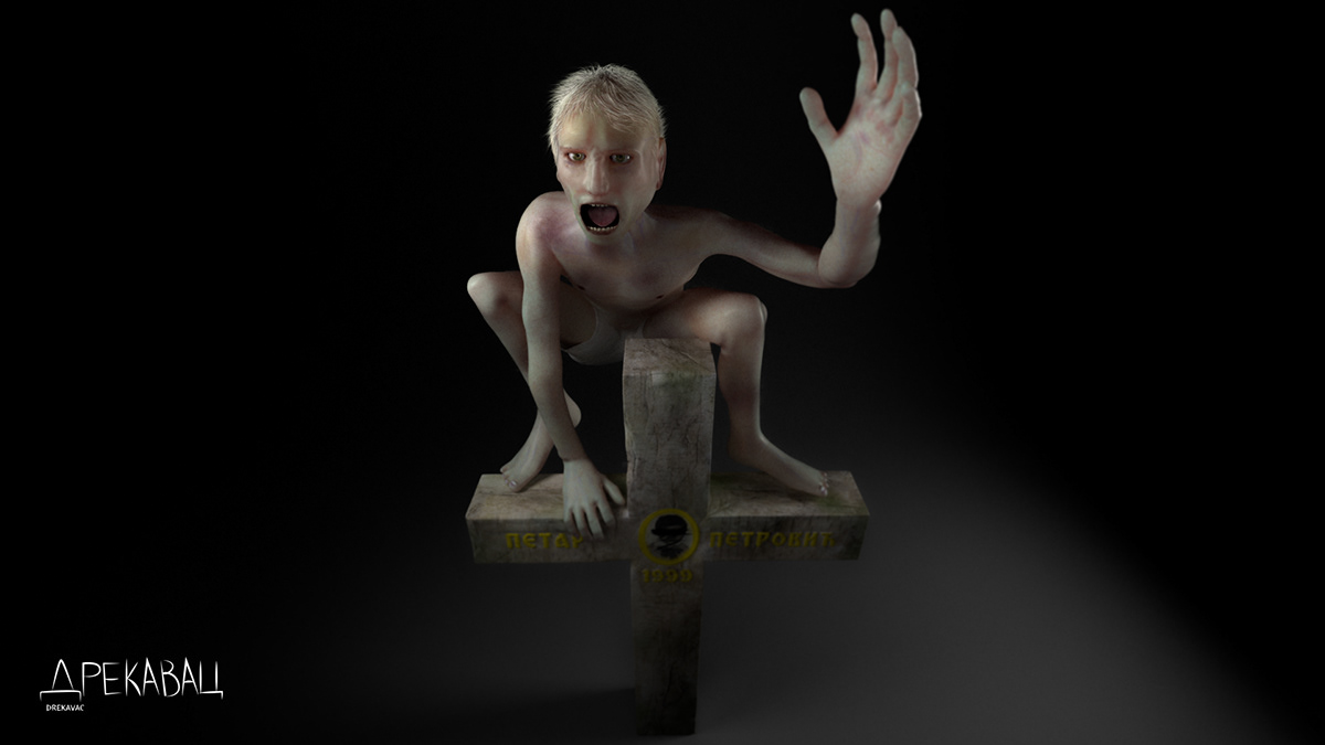 serbian  mythology drekavac Character 3D Render model Folklore creature srpska mitologija bica