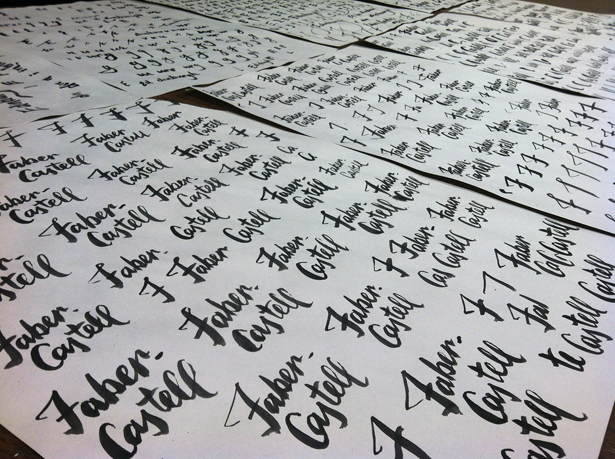 Hand-lettered brush script faber-castell Script cursive pencils