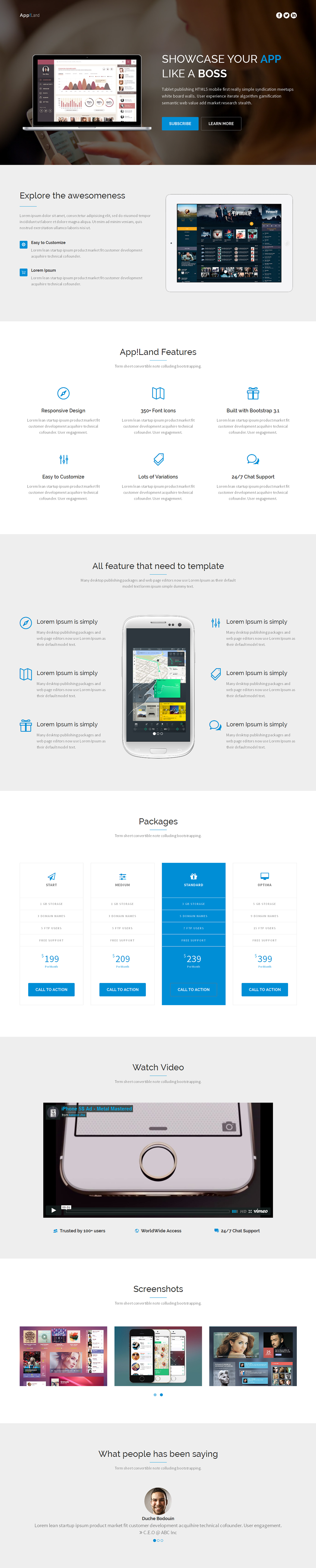 Responsive bootstrap Multi-purpose landing page html5 css3 template contact form