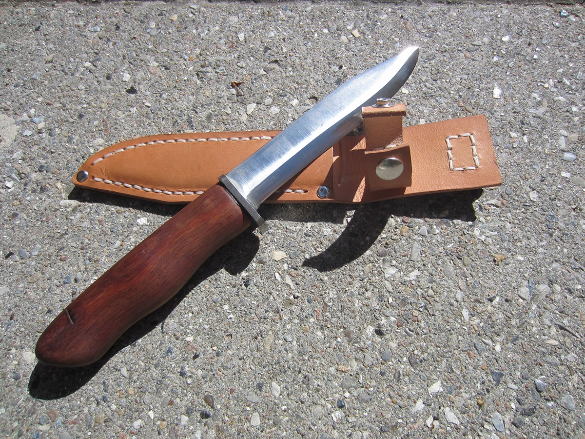 mahogony wood knife Hunting Blade metal leather Outdoor