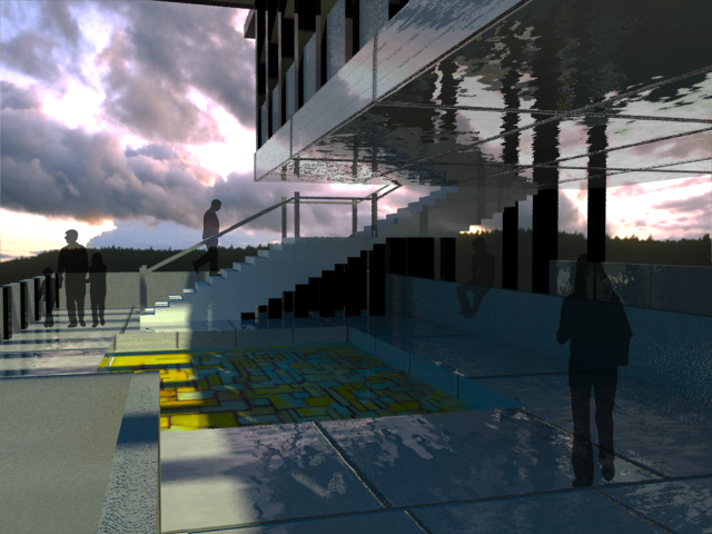 mondrian pavillion Visualization I 3d sculpture Building animation