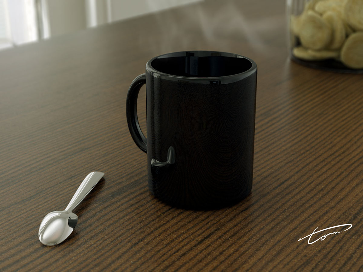 caneca  mug robo cyber cafe coffe 3D