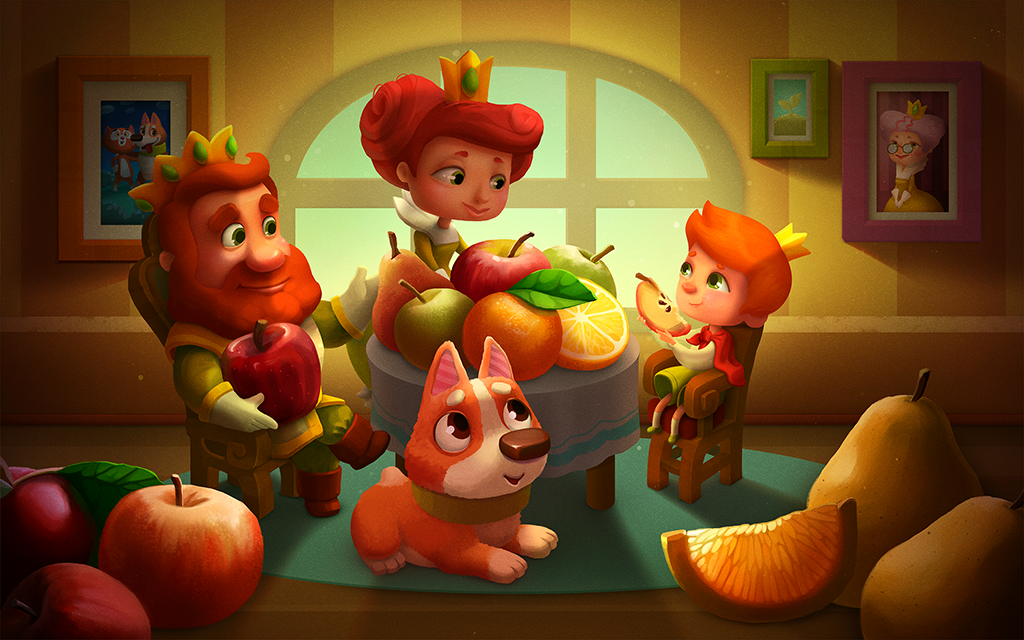 books art For Kids for children book Candy kingdom fruits dog children illustration