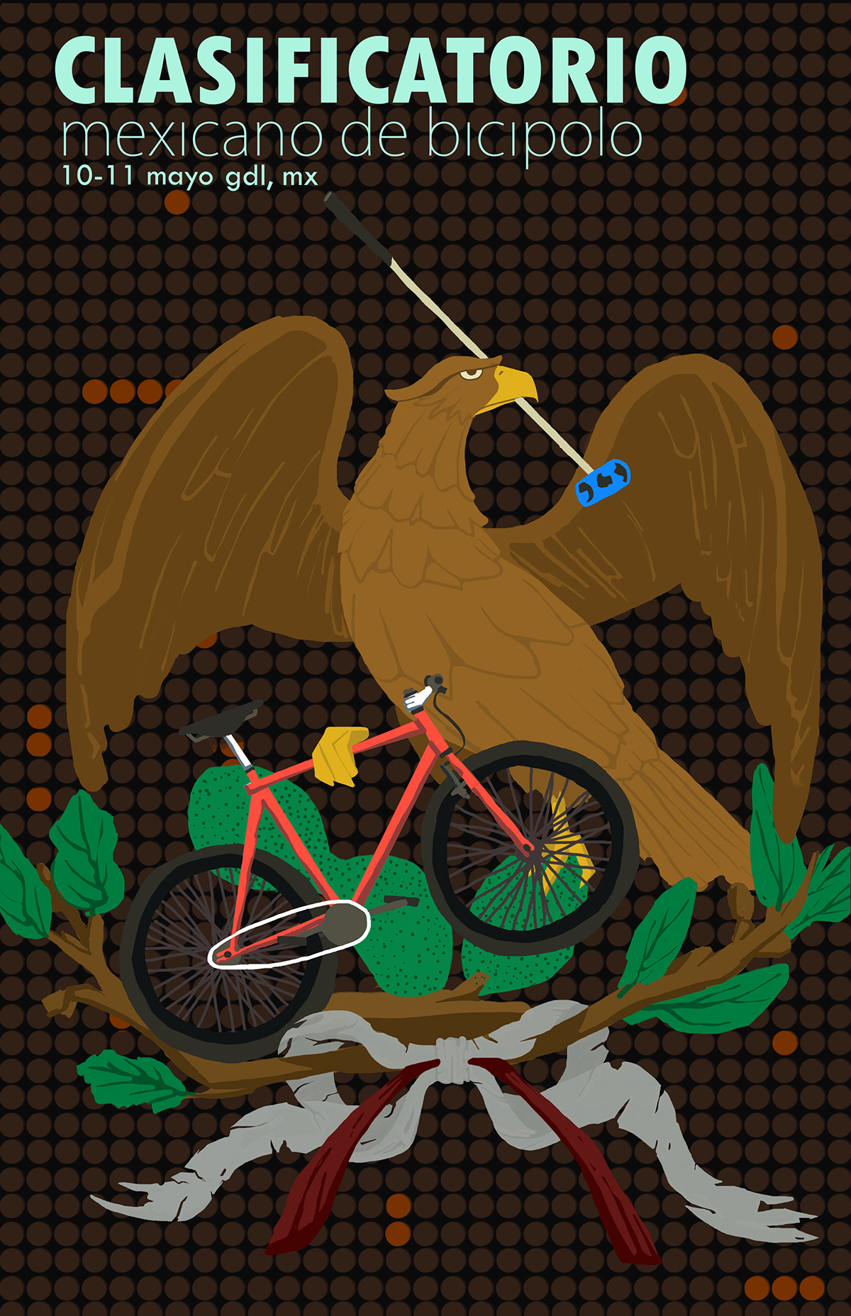 poster design draw YAIRS calificatorio Bicipolo mexico colors bikepolo