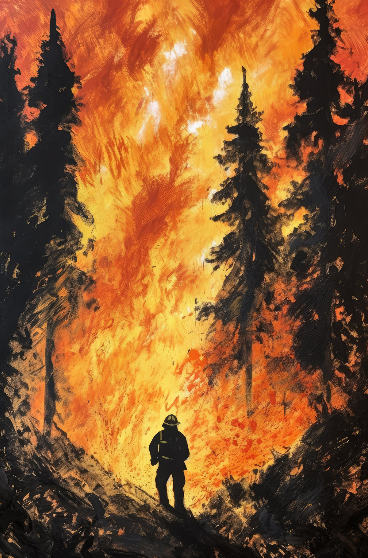 forest fire Firefighter wildfire climate change California midjourney ai wildfires