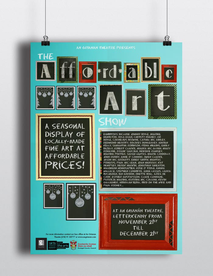 Poster Design Web Advertisement Art Gallery Show Exhibition work typographic images christmas show Local Exhibition Group affordable art Opening Night Poster