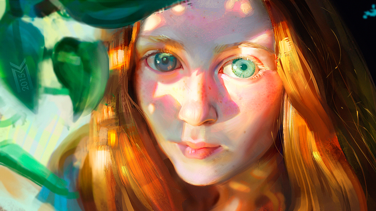 2D art portrait girl color
