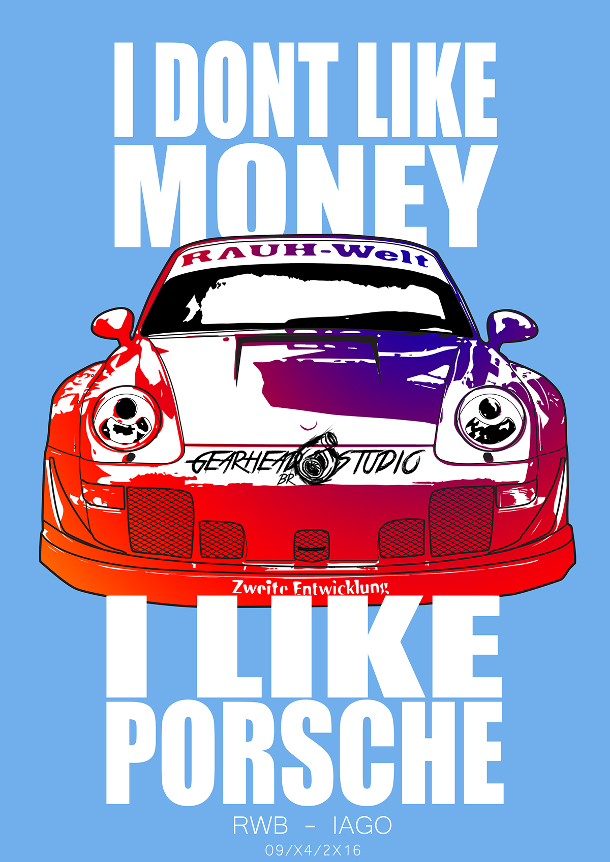 BMW golf car car vector Car Illustration draw car race Racing Porsche RWB nakai san Tshirt Design