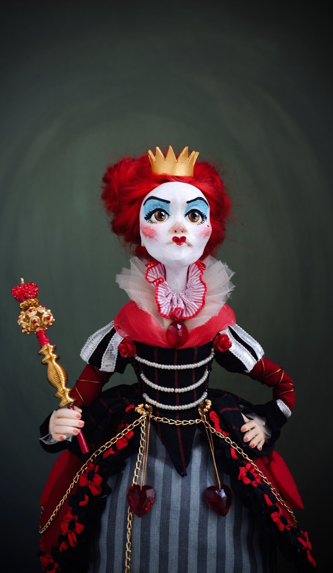 alice in wonderland art doll art toy Character design  collectibles figurine handmade ooak red queen the queen of hearts