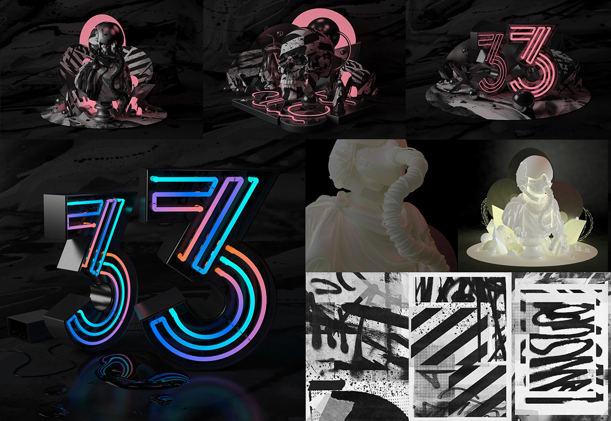 3D ILLUSTRATION  graphic design typograhpy collage digital