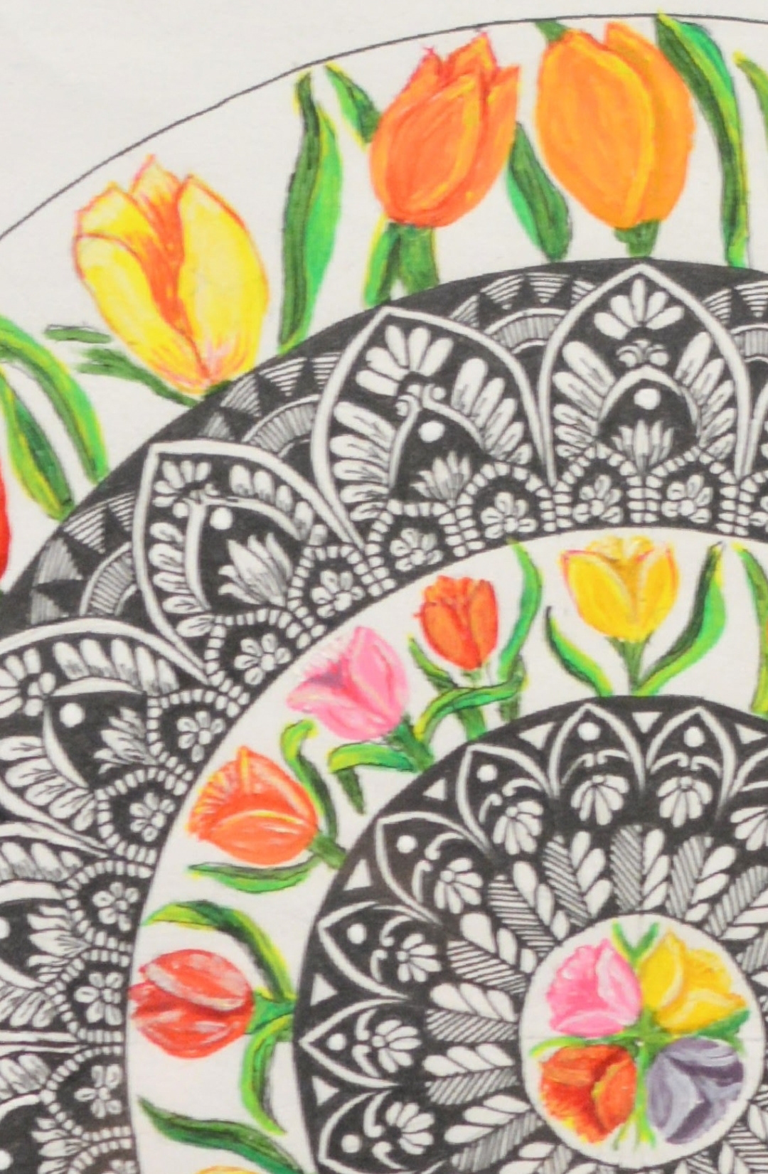 wall decor therapeutic art Watercolours ink pens painting   Mandala Art Drawing 