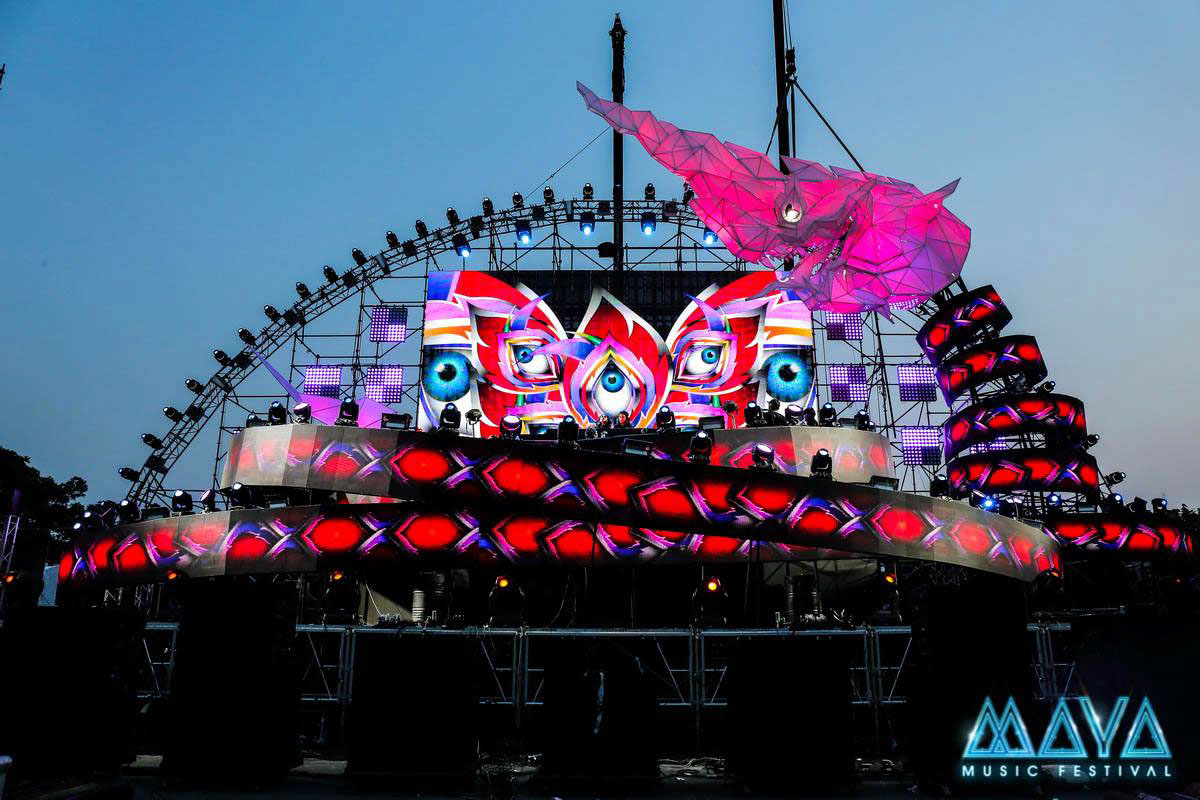 festival Thailand party neon Stage visuals illustrate art naga snake psychedelic led graphic design color