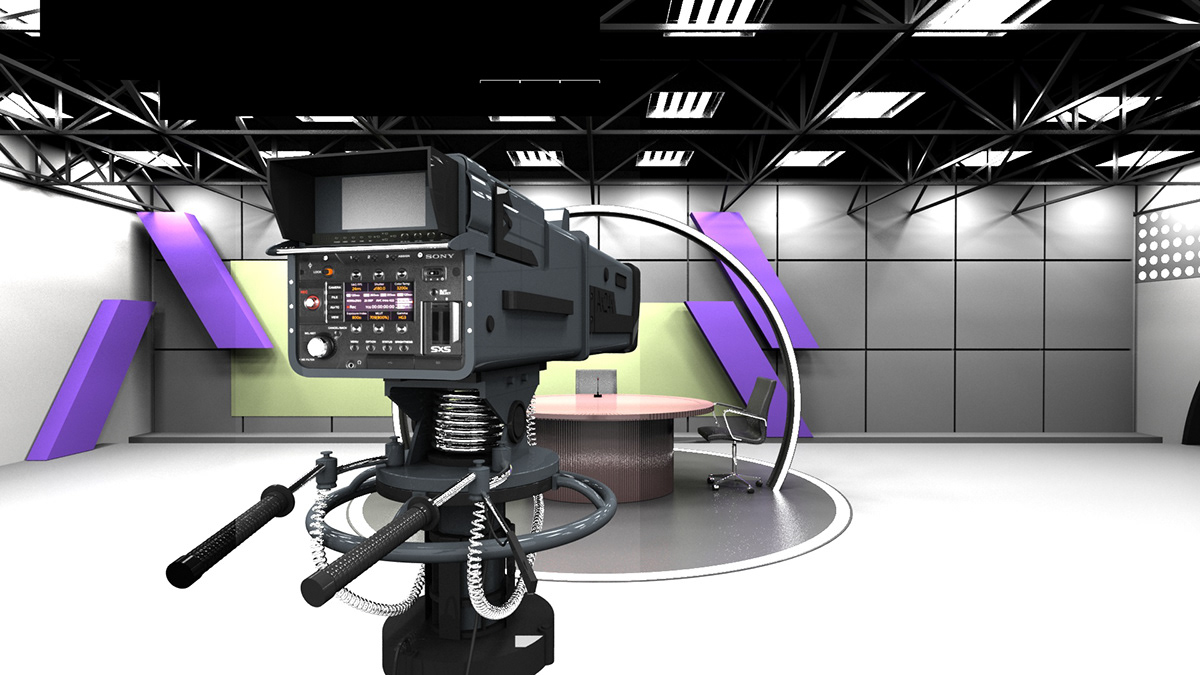 camera digital 3D modeling studio interiour light tv video MAX