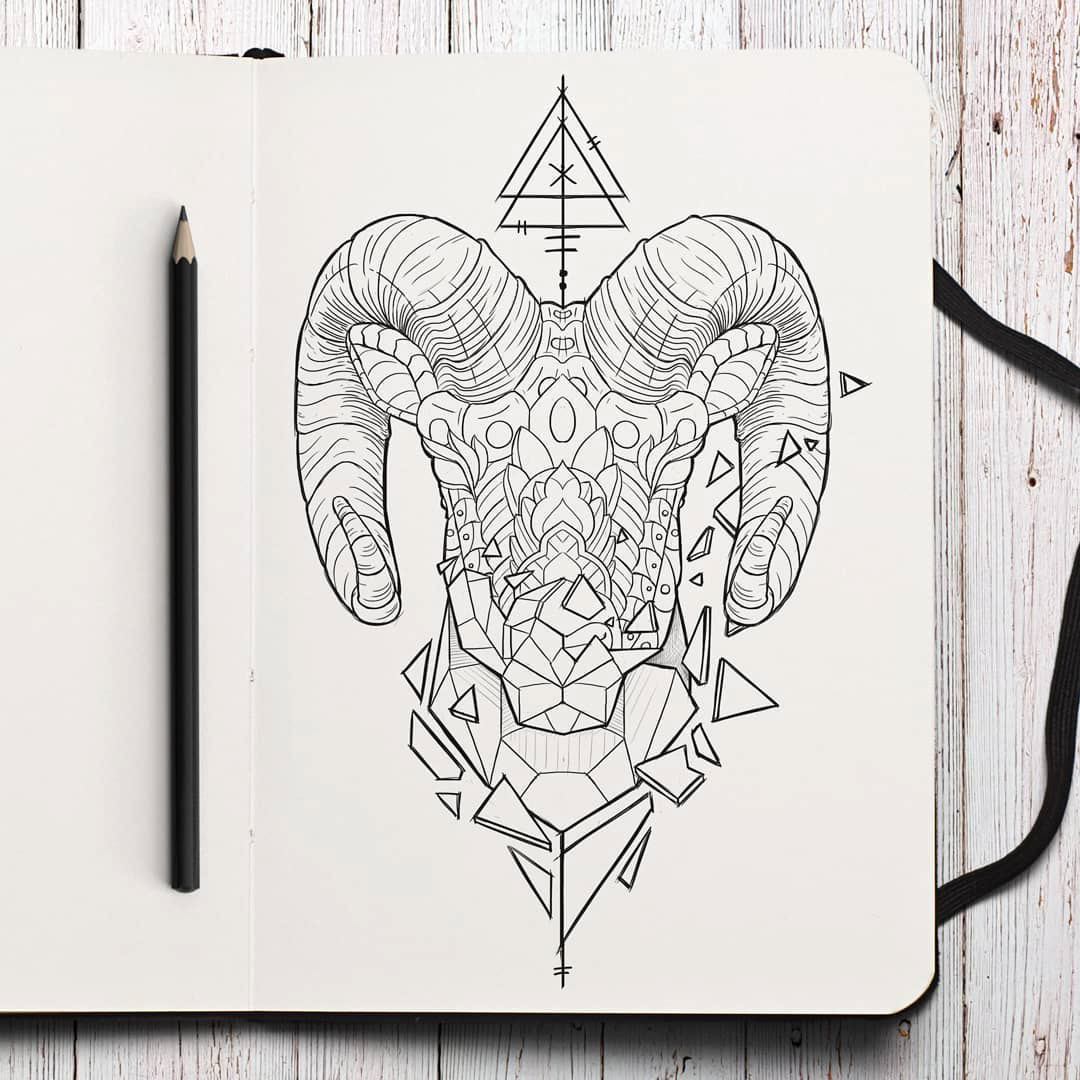 aries zodiac tattoo ram signs Mandala zentangle doodles