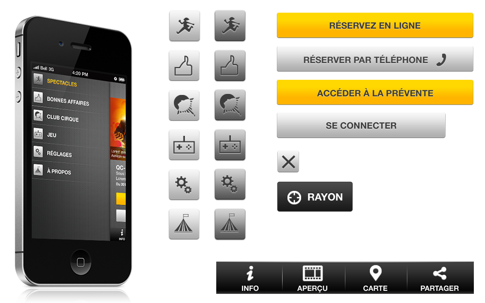 Mobile app application app apple store cirque du soleil phone  cellular Show Booking  redesign rewrite sidlee
