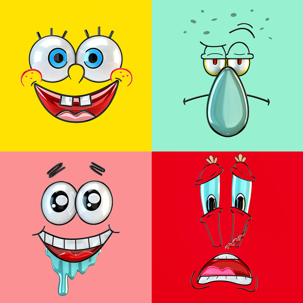 spongebob neon poster Render popart cinema4d keyart design theater  inspire