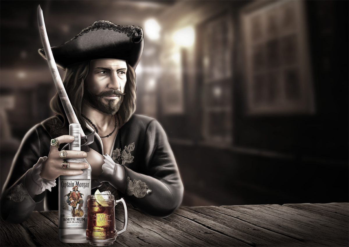 captain alcohol storyboard tvc visual Gun bottle pirate