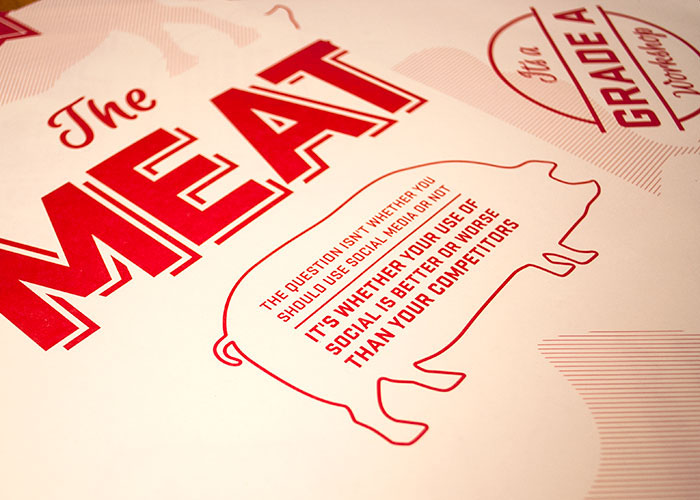 meat butcher cow steak red crest ticket apron butcher design butcher shop jibe Workshop social media social marketing brand
