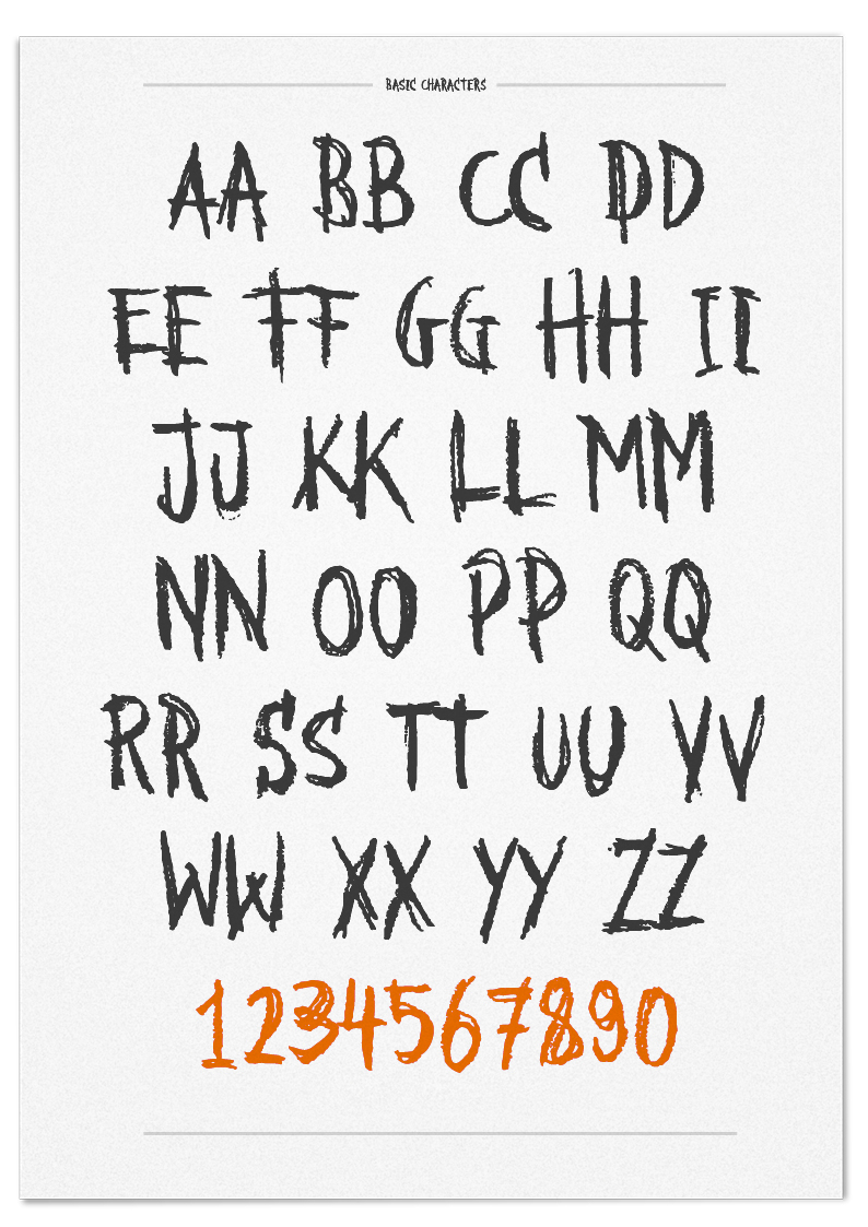 pencil  Bleistift handmade handwritten handdrawn font XXII