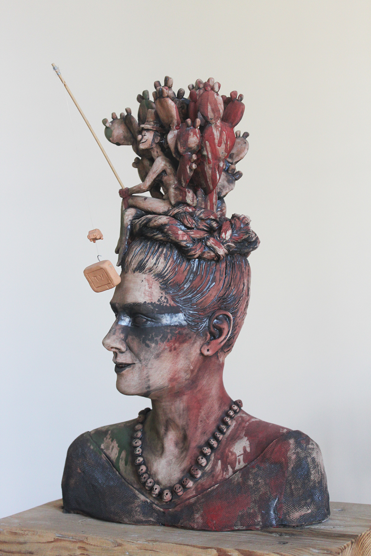 art ceramics  Sculture woman glasses clay figurative surrealistic